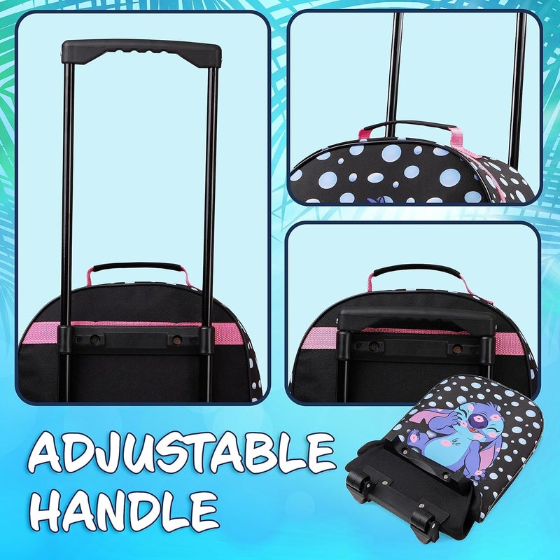 Disney Kids Rolling Luggage 16×11 in, 16‑L Carry‑On Suitcase with Wheels, Foldable Lightweight Travel Bag, Gifts for Kids(Black Stitch) - Image 3